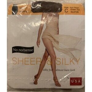 No nonsense Lace Panty Size C Rich Pecan Sheer & Silky SL0728 PantyHose Hose